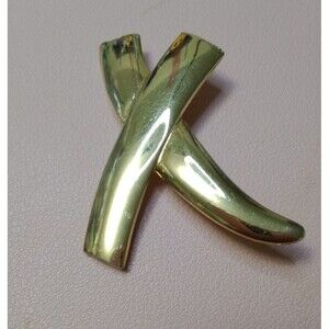 Vintage "X" Stylized X Kiss Brooch Pin Gold Tone Lapel Pin Brooch Fashion Accent